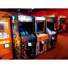Three Galaga and Ms. Pac-Man Cabinets